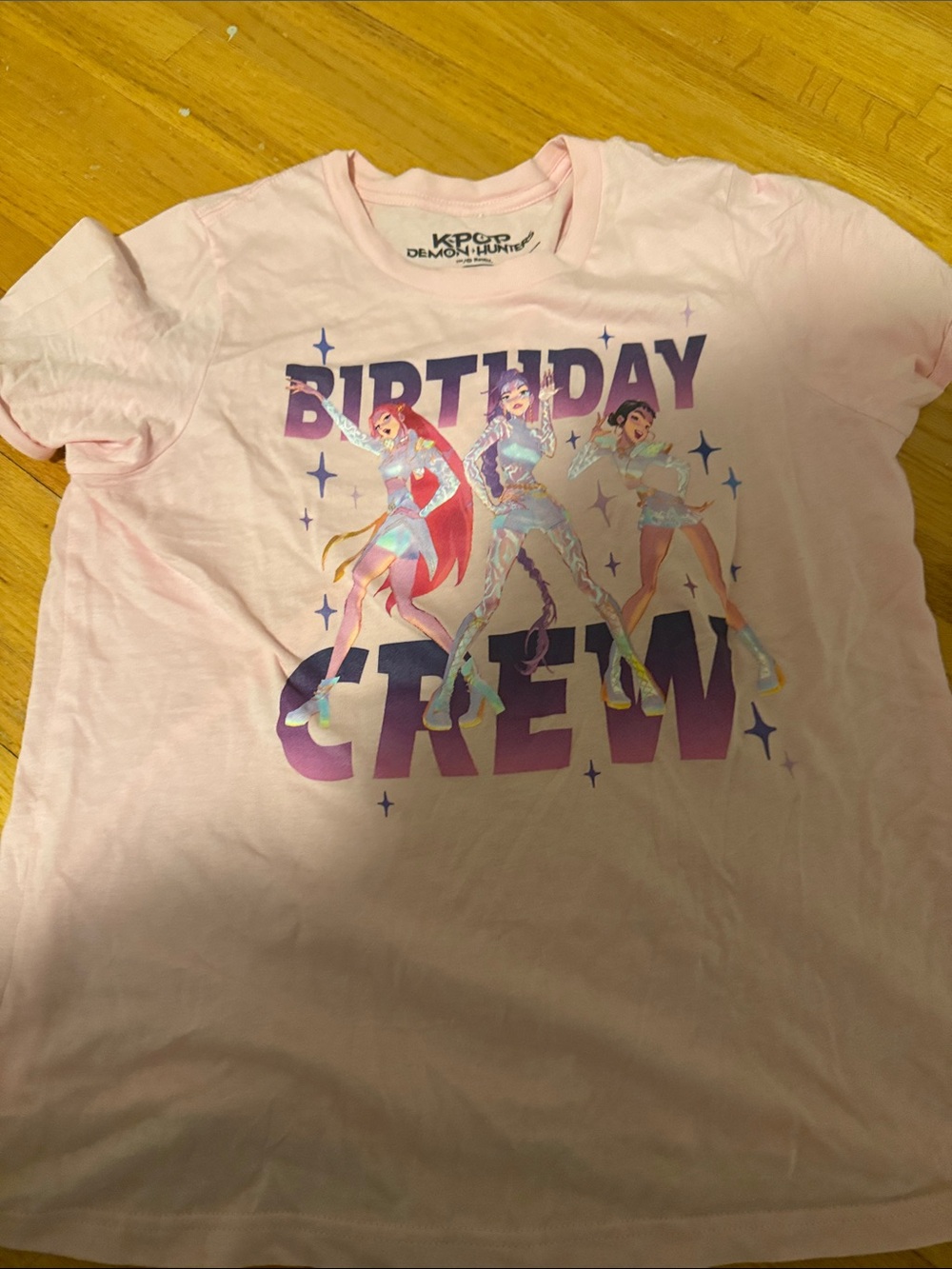 K-Pop Demon Hunter Pink "Birthday Crew" Short Sleeve Tee size XL